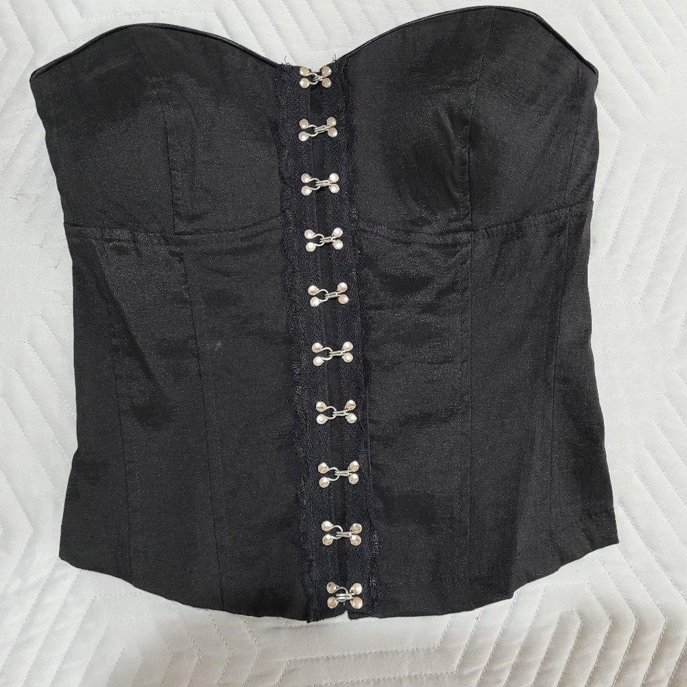 FAMOSA Sexy Black Bustier Corset Strapless Small